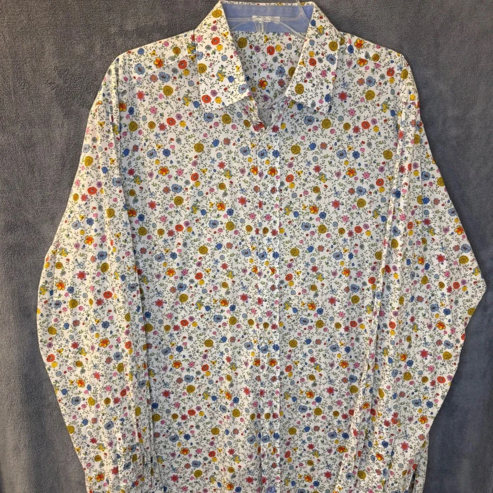 Bugatchi Uomo Mens XL Floral Button Down Shirt Shaped Fit Long Sleeve Multi